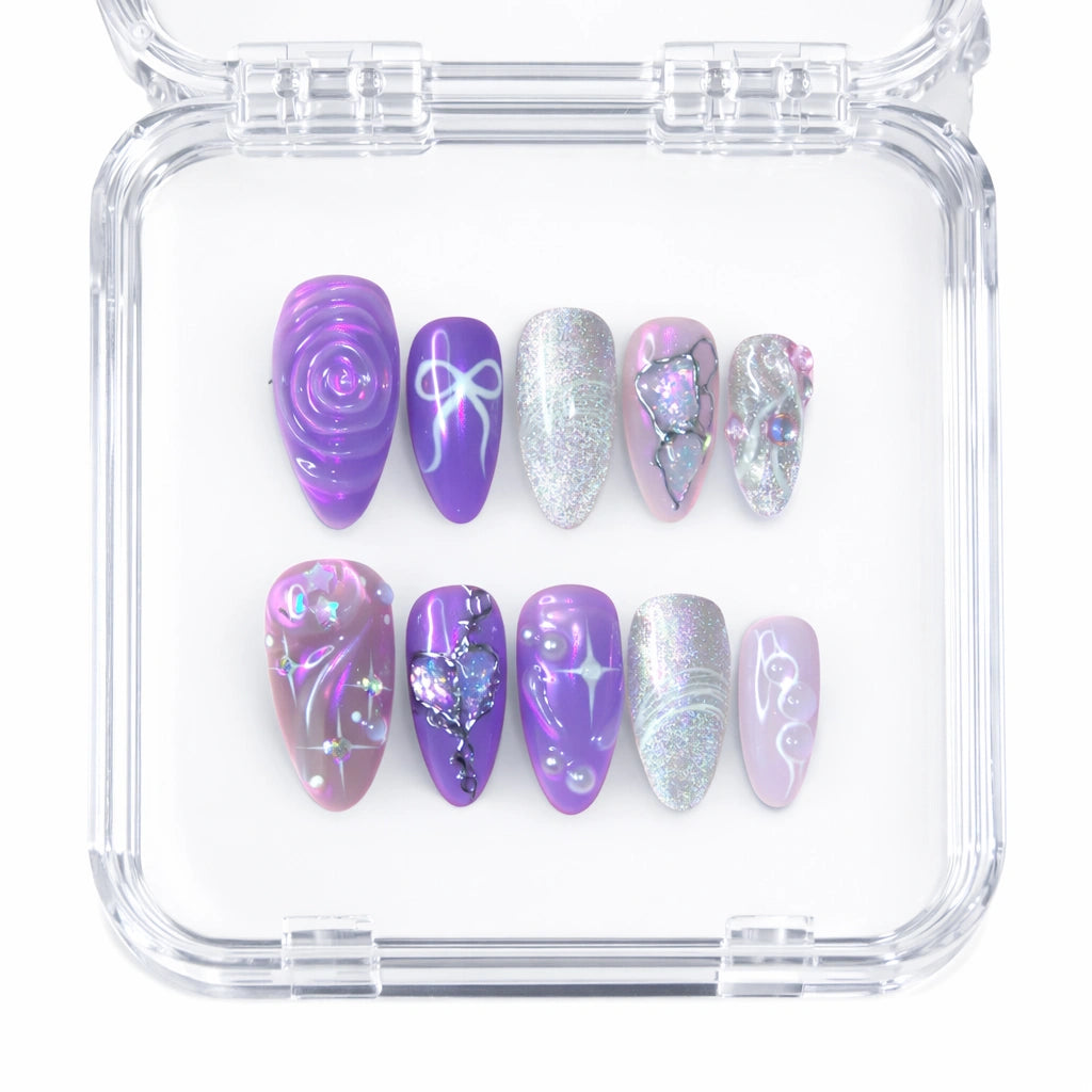 Amethyst Aura — press-on nails faits main Mimi